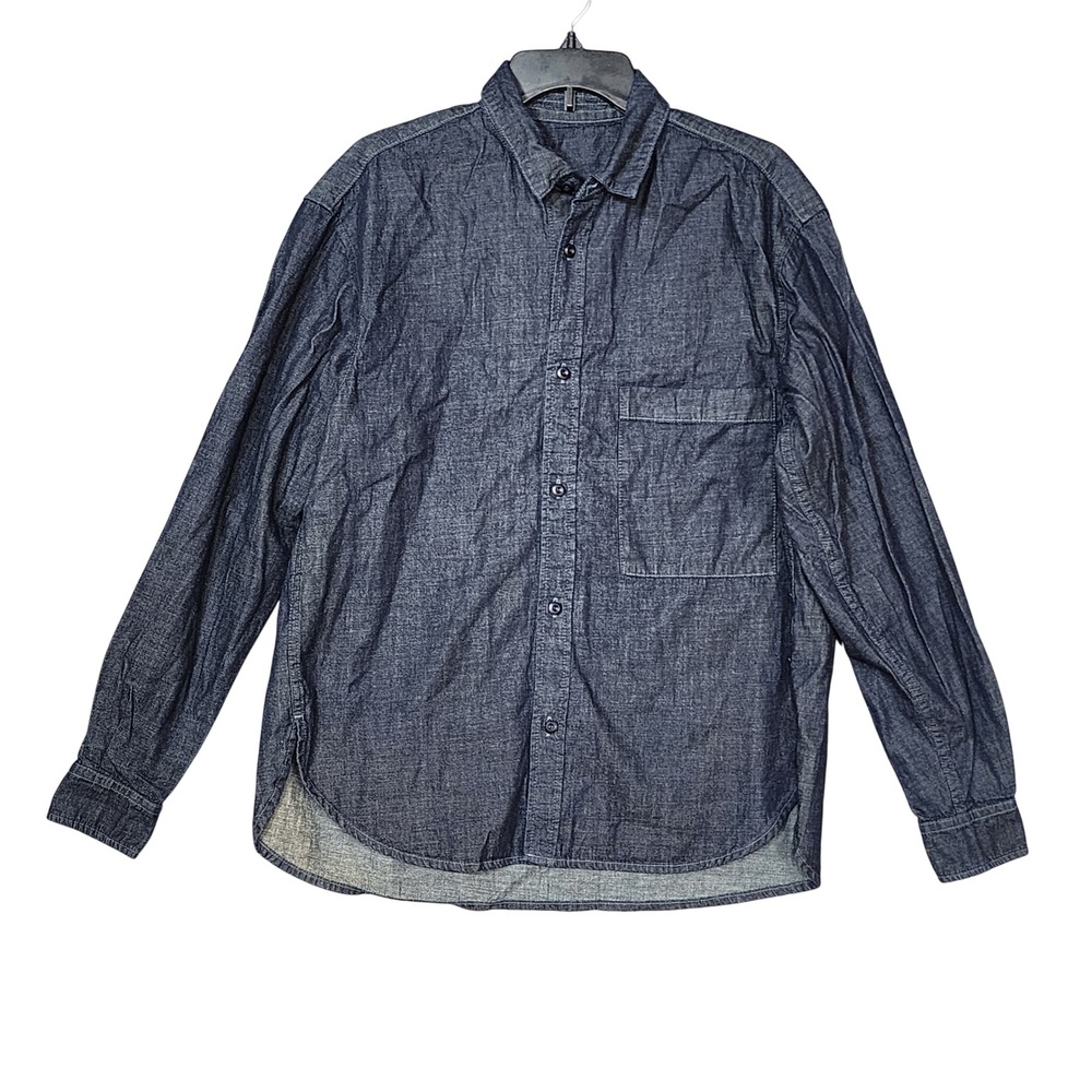 AG Adriano Goldschmied Mens Shiro Denim Shirt Indigo Blue Cotton Medium